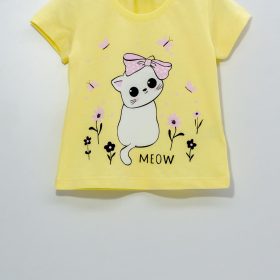 1-3 Yaş Sarı Meow Bebe Tişört