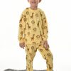 Aslan Zürafa Desenli Sarı Renk Pamuklu Pijama Takımı