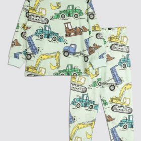 Kamyon Desenli Pamuklu Pijama Takımı