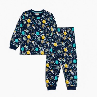 Uzay Desenli Pamuklu Pijama Takımı