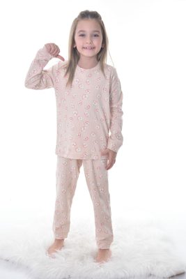 Çiçek Desenli Fitilli Pamuklu Pijama Takımı